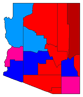 1992 Arizona County Map of General Election Results for President