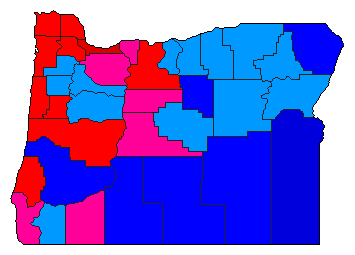 1992 Oregon County Map of General Election Results for President
