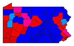 1992 Pennsylvania County Map of General Election Results for President