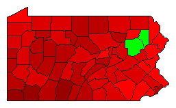 1992 Pennsylvania County Map of Democratic Primary Election Results for President