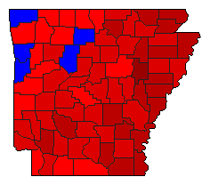 1992 Arkansas County Map of General Election Results for President