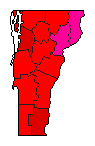1992 Vermont County Map of General Election Results for President