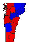 1992 Vermont County Map of General Election Results for Secretary of State