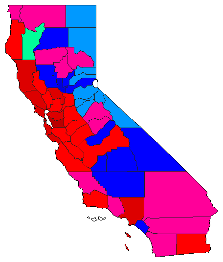 1992 California County Map of General Election Results for President