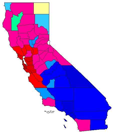 1992 California County Map of Republican Primary Election Results for Senator