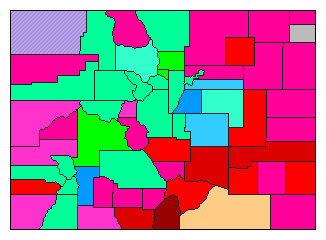 1992 Colorado County Map of Democratic Primary Election Results for President