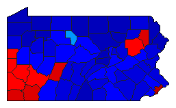 1994 Pennsylvania County Map of General Election Results for Governor