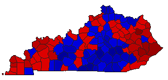 1995 Kentucky County Map of General Election Results for Governor