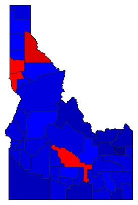 1996 Idaho County Map of General Election Results for President