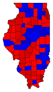 1996 Illinois County Map of General Election Results for President