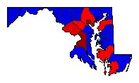 1996 Maryland County Map of General Election Results for President