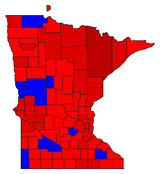 1996 Minnesota County Map of General Election Results for President