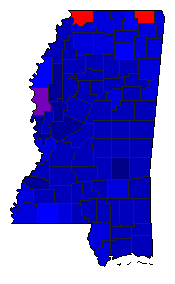 1996 Mississippi County Map of Republican Primary Election Results for President