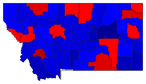 1996 Montana County Map of General Election Results for President