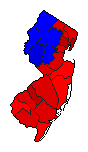 1996 New Jersey County Map of General Election Results for President