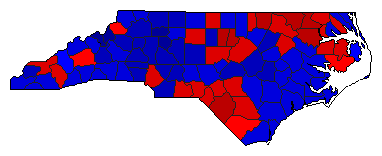 1996 North Carolina County Map of General Election Results for Senator