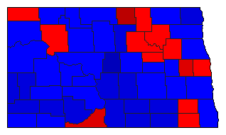 1996 North Dakota County Map of General Election Results for President