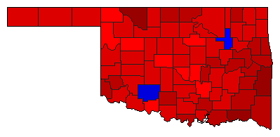 1996 Oklahoma County Map of Democratic Primary Election Results for Senator
