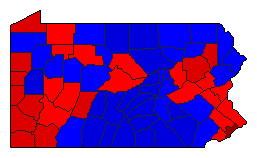 1996 Pennsylvania County Map of General Election Results for President