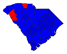 1996 South Carolina County Map of Republican Primary Election Results for President