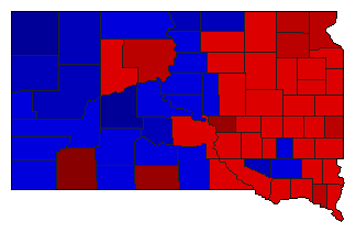 1996 South Dakota County Map of General Election Results for Senator