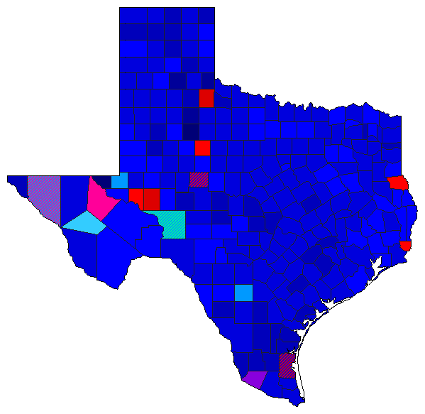 1996 Texas County Map of Republican Primary Election Results for President