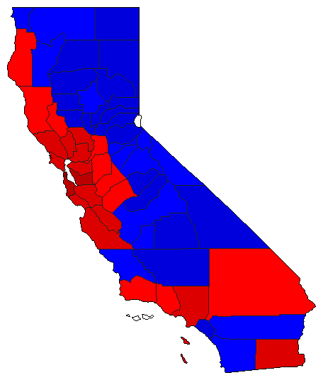 1996 California County Map of General Election Results for President