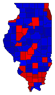 1998 Illinois County Map of General Election Results for Secretary of State