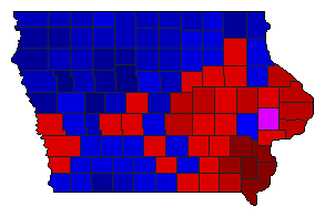 1998 Iowa County Map of Democratic Primary Election Results for Governor