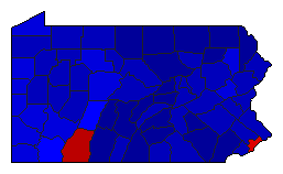 1998 Pennsylvania County Map of General Election Results for Senator