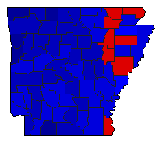 1998 Arkansas County Map of General Election Results for Governor