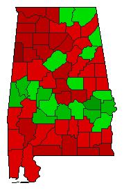 1999 Alabama County Map of Special Election Results for Referendum