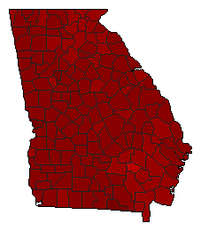 2000 Georgia County Map of Democratic Primary Election Results for President