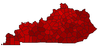 2000 Kentucky County Map of Democratic Primary Election Results for President