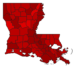 2000 Louisiana County Map of Democratic Primary Election Results for President