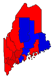 2000 Maine County Map of General Election Results for President