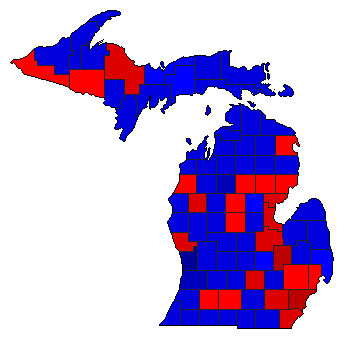 2000 Michigan County Map of General Election Results for President