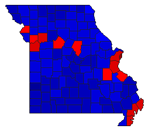 2000 Missouri County Map of General Election Results for President