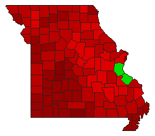 2000 Missouri County Map of Democratic Primary Election Results for President
