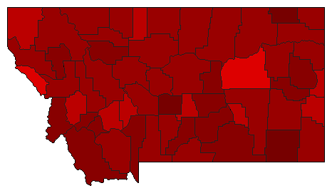 2000 Montana County Map of Democratic Primary Election Results for President