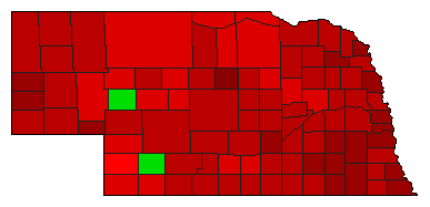 2000 Nebraska County Map of Democratic Primary Election Results for President