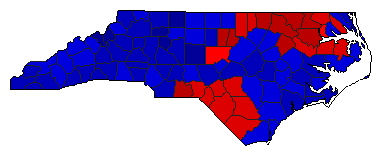2000 North Carolina County Map of General Election Results for President
