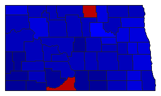 2000 North Dakota County Map of General Election Results for President