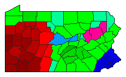 2000 Pennsylvania County Map of Democratic Primary Election Results for Senator