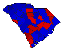 2000 South Carolina County Map of General Election Results for President