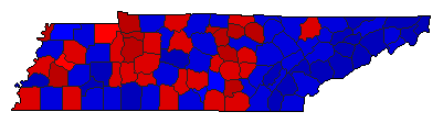 2000 Tennessee County Map of General Election Results for President
