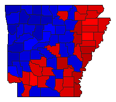 2000 Arkansas County Map of General Election Results for President