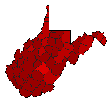 2000 West Virginia County Map of Democratic Primary Election Results for President