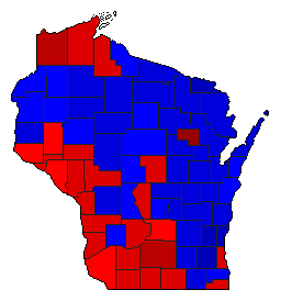 2000 Wisconsin County Map of General Election Results for President