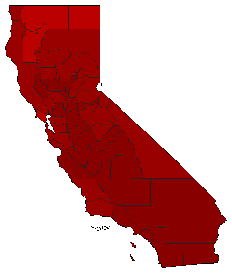 2000 California County Map of Democratic Primary Election Results for President